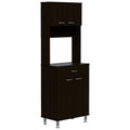 Della 60 Kitchen Pantry With Countertop, Closed & Open Storage Black Black Kitchen Modern Particle Board Particle Board