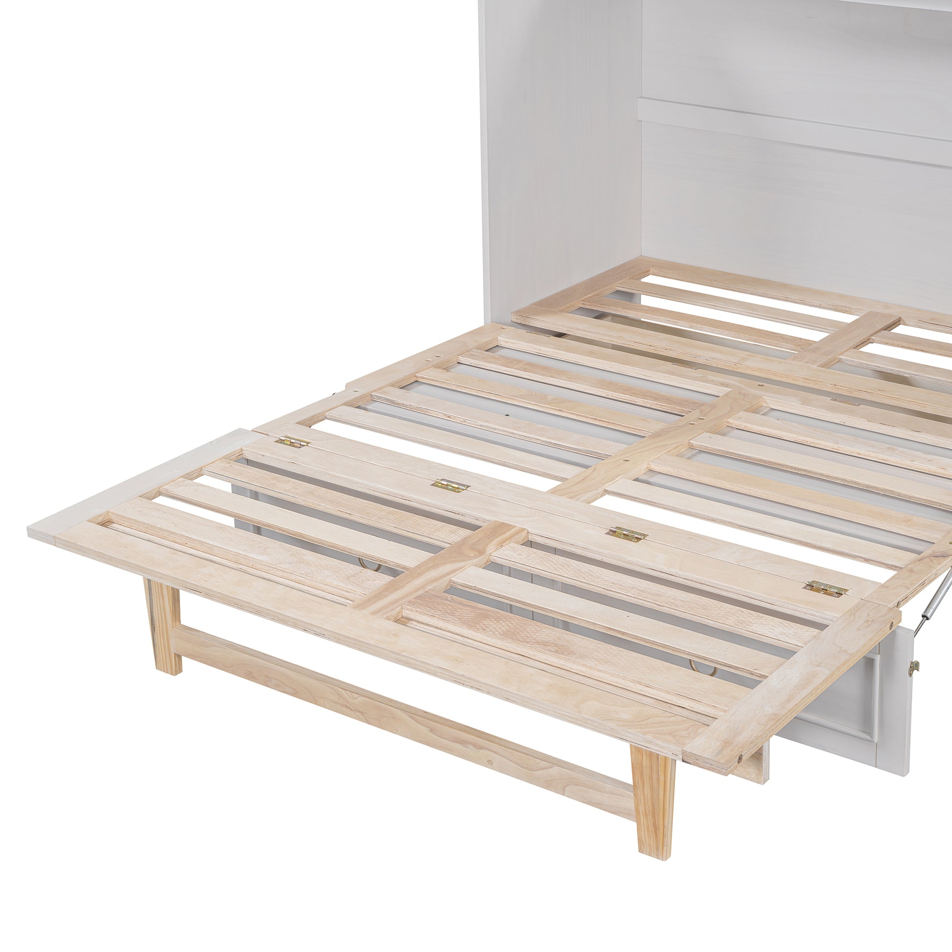 Full Size Murphy Bed With Large Drawers,White Full White Plywood