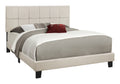 Bed, Queen Size, Bedroom, Upholstered, Beige Linen Look, Black Wood Legs, Transitional Beige Foam Solid Wood Mdf