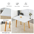 Table And Chair Set. White Sintered Stone Table Top With Rubberwood Legs, Foldable Computer Desk, Foldable Desk, 6 Modern Pu Leather High Cushion Side Chairs With Wood Grain Metal Legs. White Seats 6 Sintered Stone