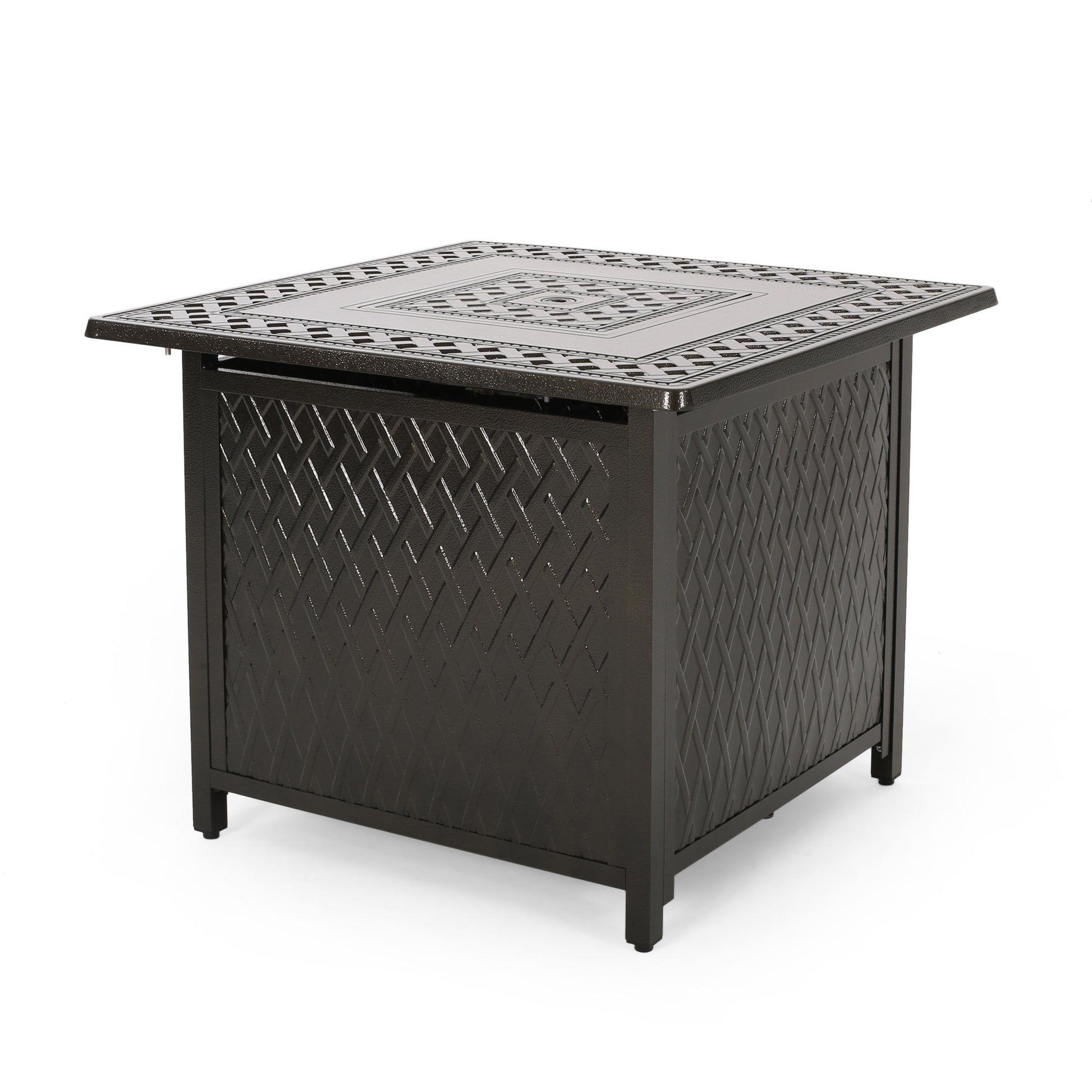 32" Outdoor Square Aluminum Propane Fire Pit 37,000 Btu Bronze Metal Garden & Outdoor Aluminum