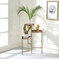 Gold Plant Stand With 3 Open Storage Compartment Gold Modern Metal