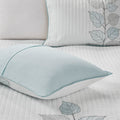 6 Piece Embroidered Quilt Set With Throw Pillows Blue Full Queen Full White Blue Cotton