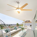 52 Inch Modern Ceiling Fan With Dimmable Led Light And Remote Control 5 Abs Blades 3 Color Tempearture Brushed Nickel Abs