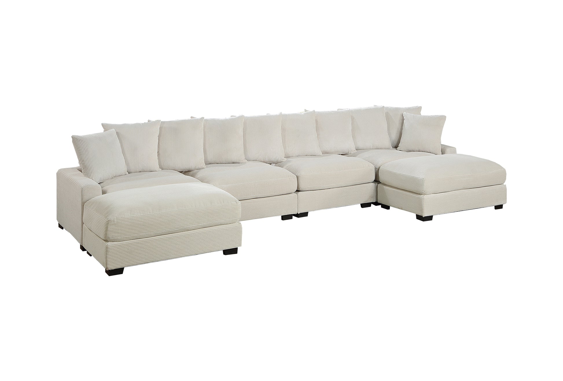 Contemporary Beige Color 6Pc Modular Sectional Set Corduroy Couch Laf & Raf Chairs 2X Armless Chairs 2X Ottomans Living Room Furniture Beige Primary Living Space Cushion Back Contemporary,Modern Modular Rubberwood Corduroy 6 Seat