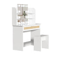 Vanity Desk Set Stool & Dressing Table With Led Lighting Mirror Drawer And Compartments Modern Wood Cosmetic Table Chest Of Drawers White Color Gloss White White 1 Drawer Bedroom Wood