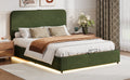 Upholstered Platform Full Size Hydraulic Storage Bed, Lift Up Storage Bed With Rgb Led Light, Bluetooth Speaker, No Box Spring Needed, Lychee Velvet, Green Full Green Velvet Fabric Metal