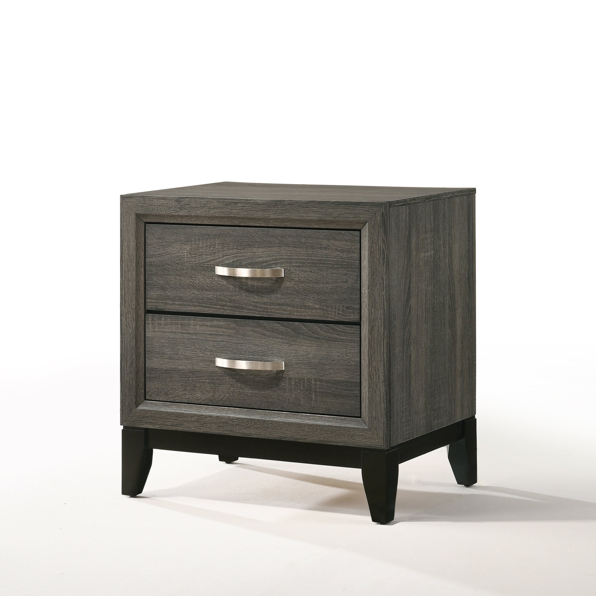 Weathered Grey 2 Drawer Nightstand Grey 2 Drawers Bedroom Rectangle Drawers Paper Composite