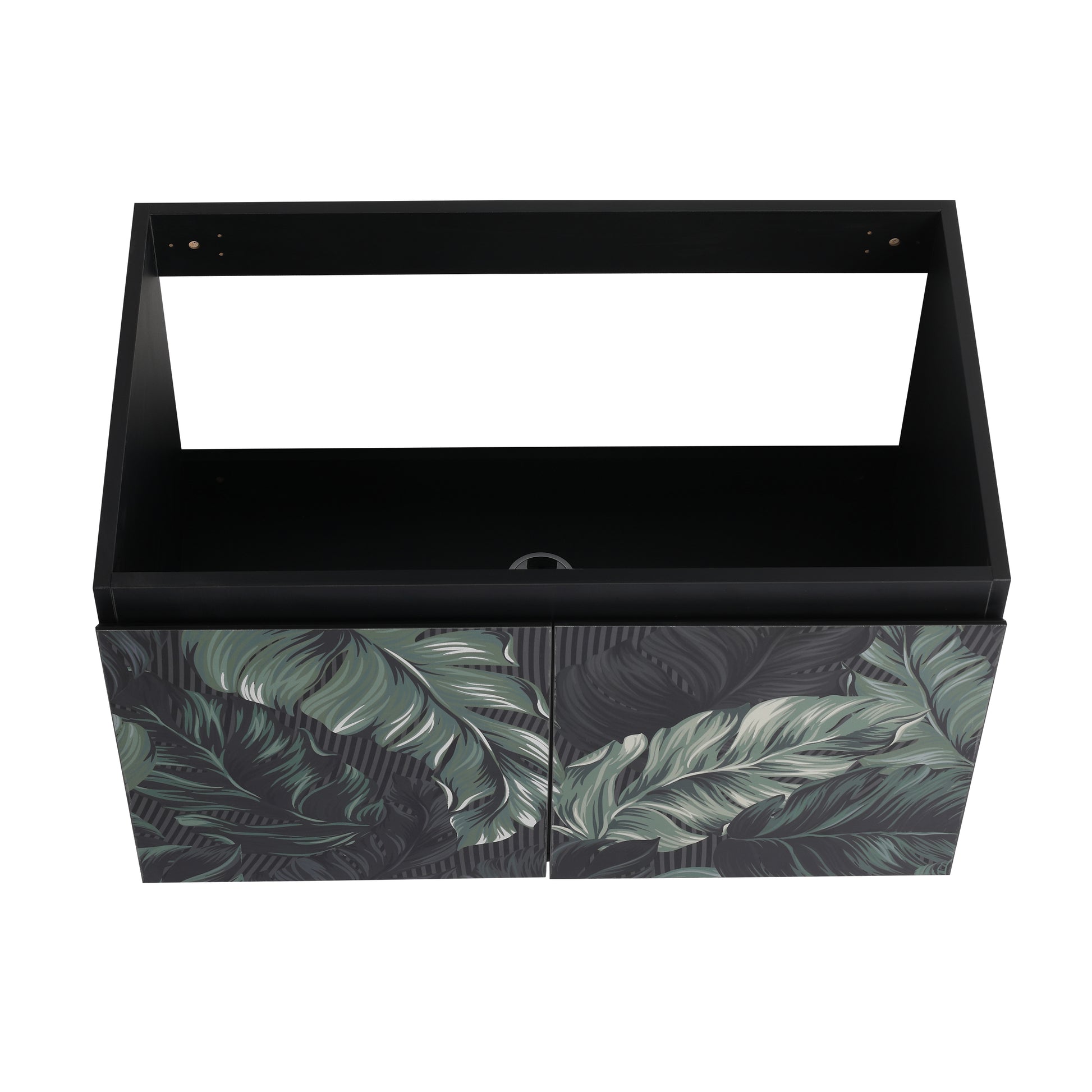 30'' Floating Wall Mounted Bathroom Vanity With Ceramics Sink & Soft Close Cabinet Door, Kd Package Black Bathroom Modern Plywood