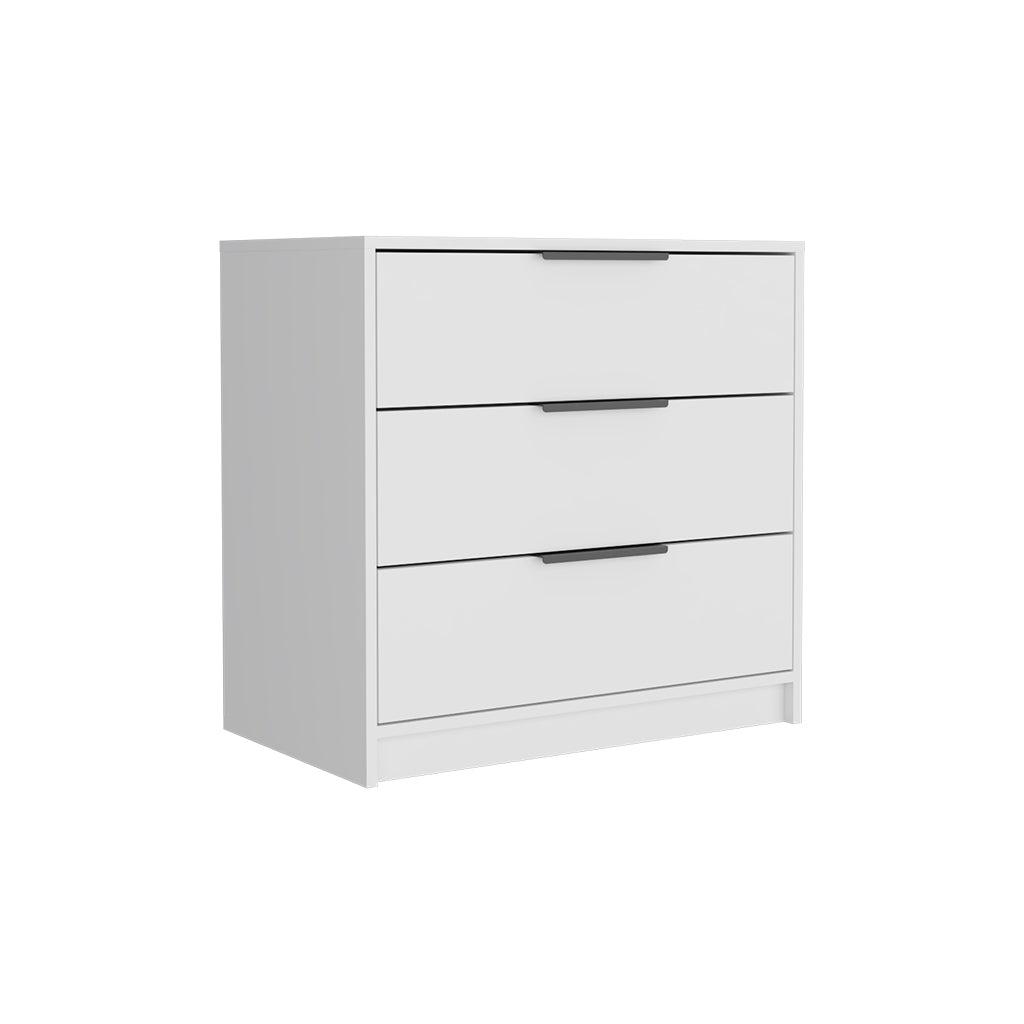 Kaia 3 Drawers Dresser, Superior Top White White Bedroom Modern Particle Board Particle Board