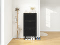 3 Door Shoe Rack, Freestanding Modern Shoe Storage Cabinet, For Entryway Black Mdf