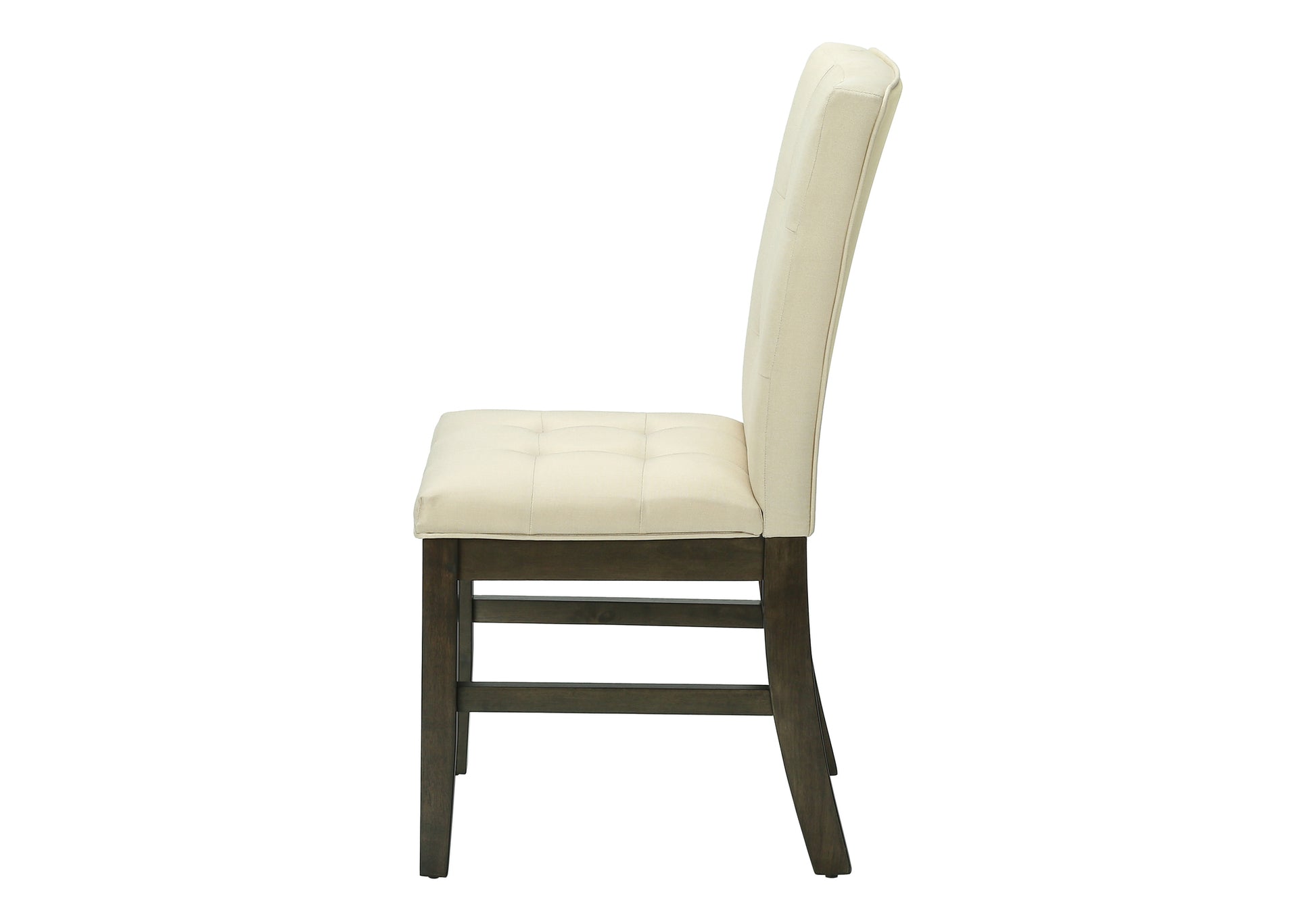 Dining Chair, 37" Height, Set Of 2, Upholstered, Dining Room, Kitchen, Cream Fabric, Grey Solid Wood, Transitional Cream Foam Solid Wood Mdf