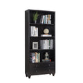 Modern Bookcase With 4 Shelves 2 Drawers In Distressed Red Cocoa Dark Brown Mdf