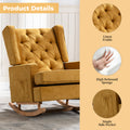 Coolmore Nursery Rocking Chair Upholstered Mid Century Modern Rocker Oversized Armchair For Living Room With Solid Wood Base Mustard Mustard Primary Living Space Foam Linen