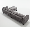 Arrived 5 Seat Modular Sofa,With Storage Ottoman, Convertible Sectional Sofa, L Shaped Couchreversible Chaise ,Riveted Sofa,Chenille, Gray Gray Polyester Wood Primary Living Space Medium Soft Cushion Back Modern Square Arms Foam Metal & Wood 5 Seat