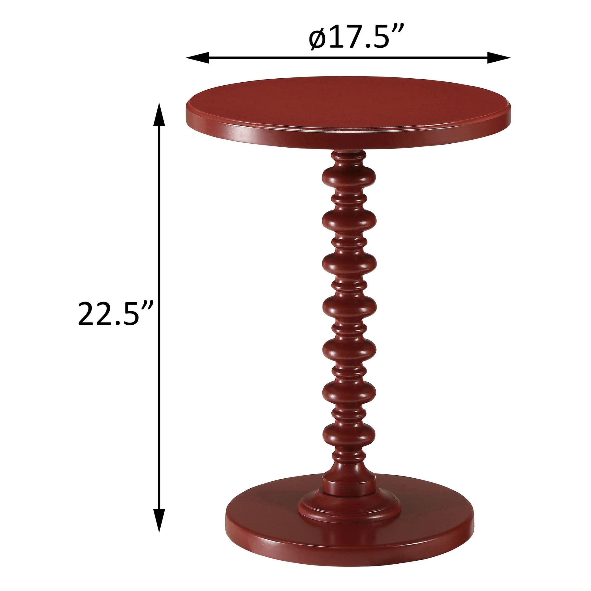 Red Round Wooden Side Table Red Primary Living Space Round Wood Pedestal