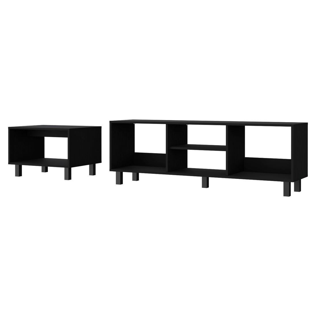 Hoven 2 Piece Living Room Set With Tv Rack And Coffee Table Black Primary Living Space 90 Inches Or Larger 90 Inches Or Larger Contemporary Pine 85 Inches Particle Board Engineered Wood