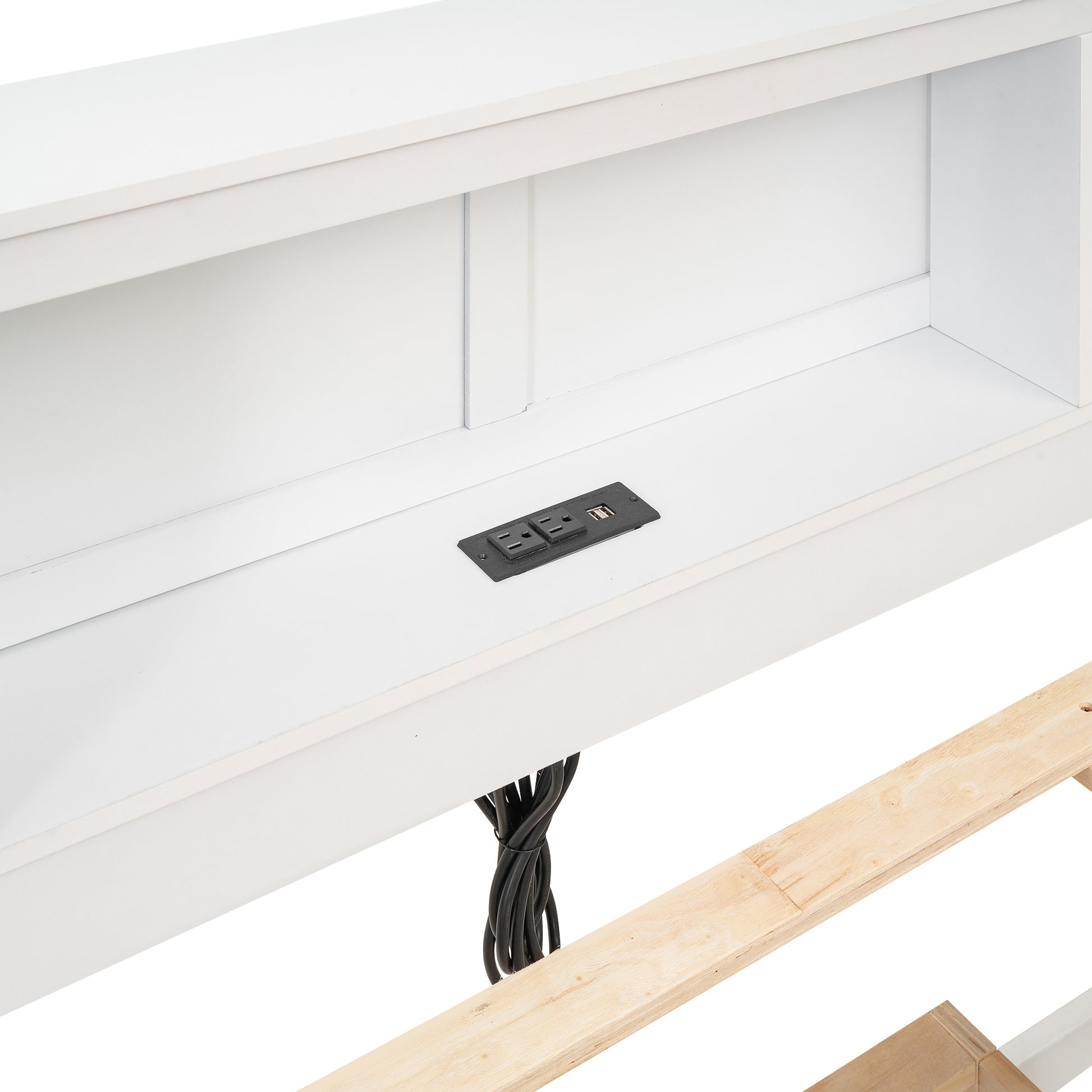 Full Size Platform Bed With Storage Headboard, Usb, Twin Size Trundle And 3 Drawers, White Box Spring Not Required Full White Wood Bedroom Bed Frame Solid Wood Mdf