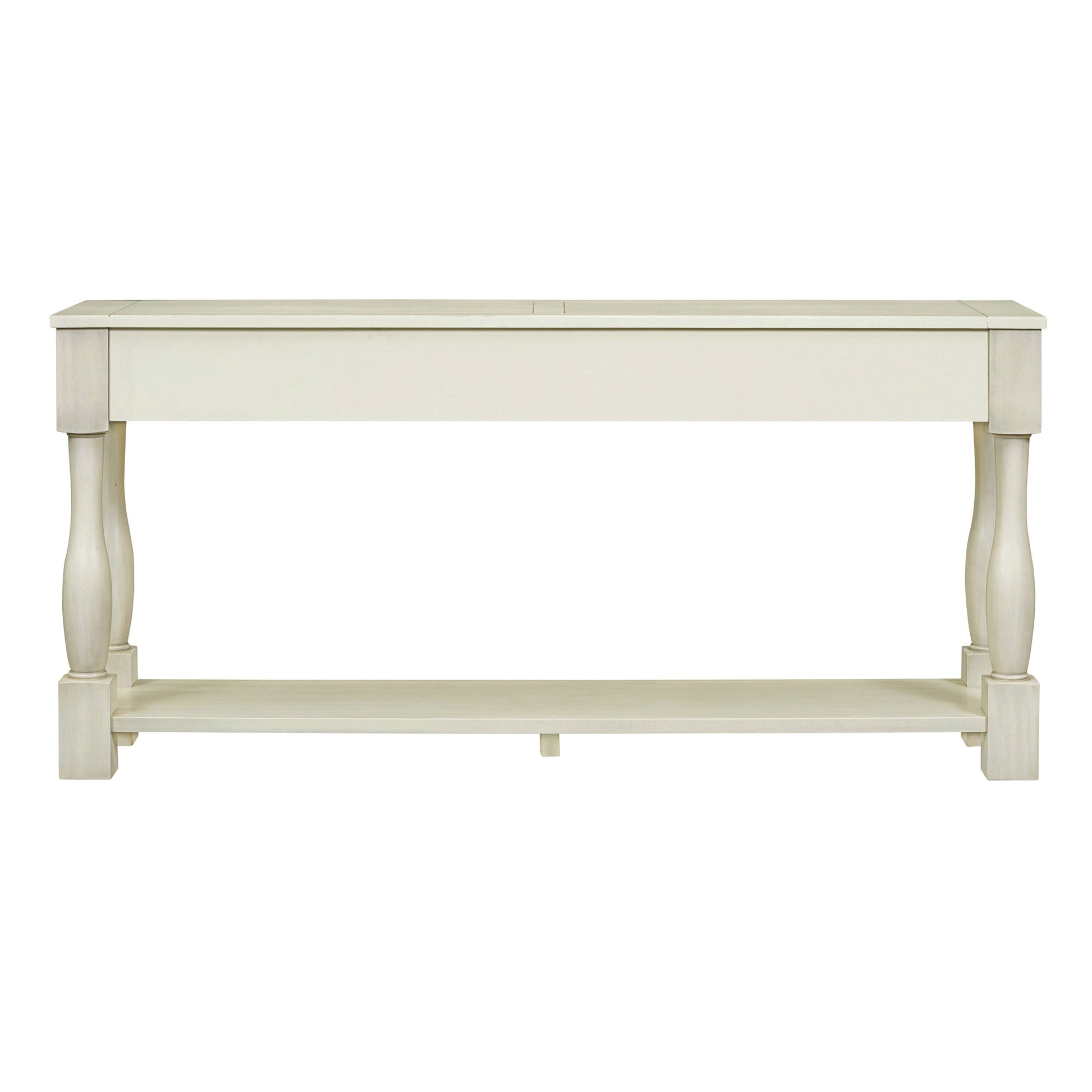 Console Table 63" Long Console Table With Drawers And Shelf For Entryway, Hallway, Living Room Antique White, Old Sku: Wf193795Aak Antique White Solid Wood