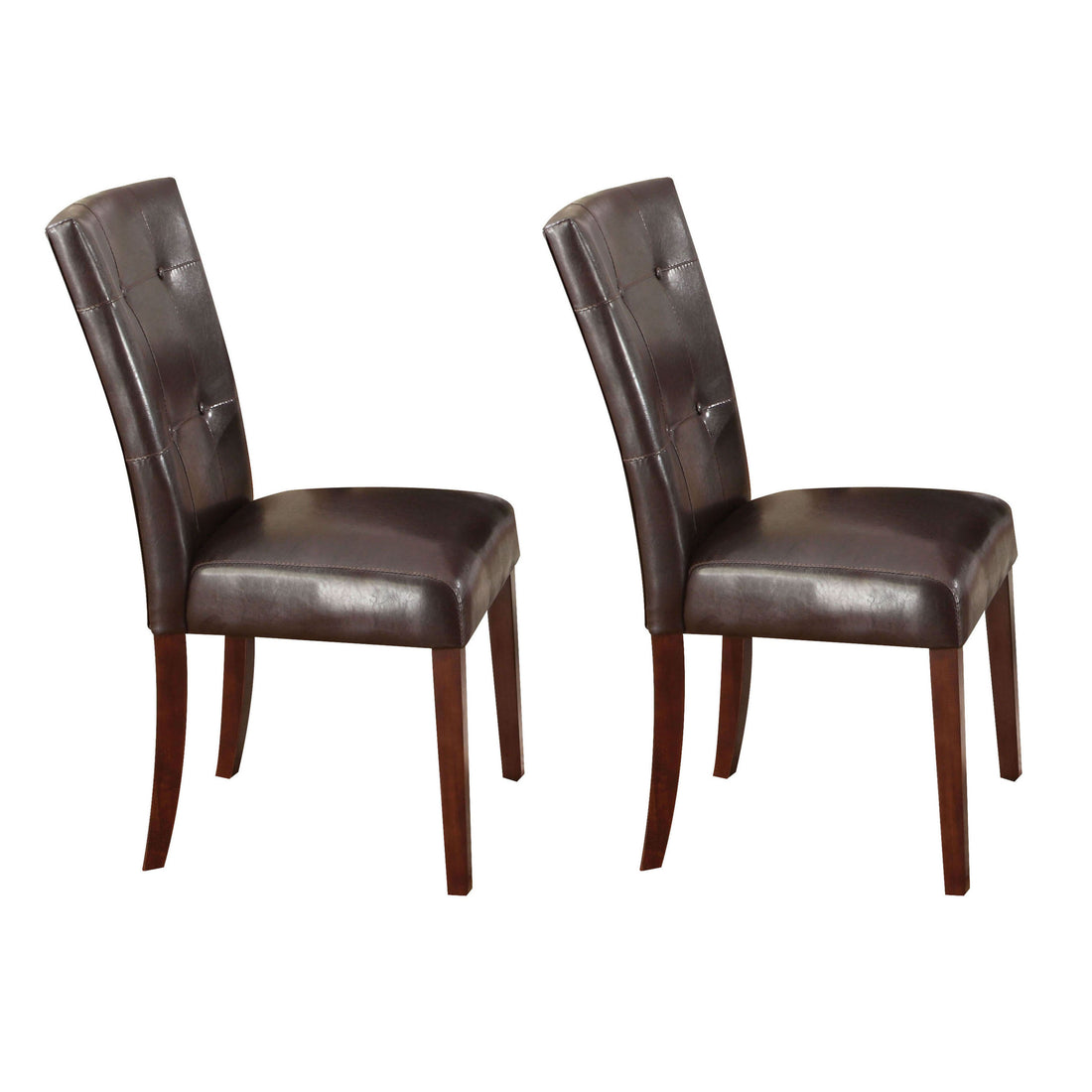 Espresso And Walnut Tufted Back Side Chairs Set