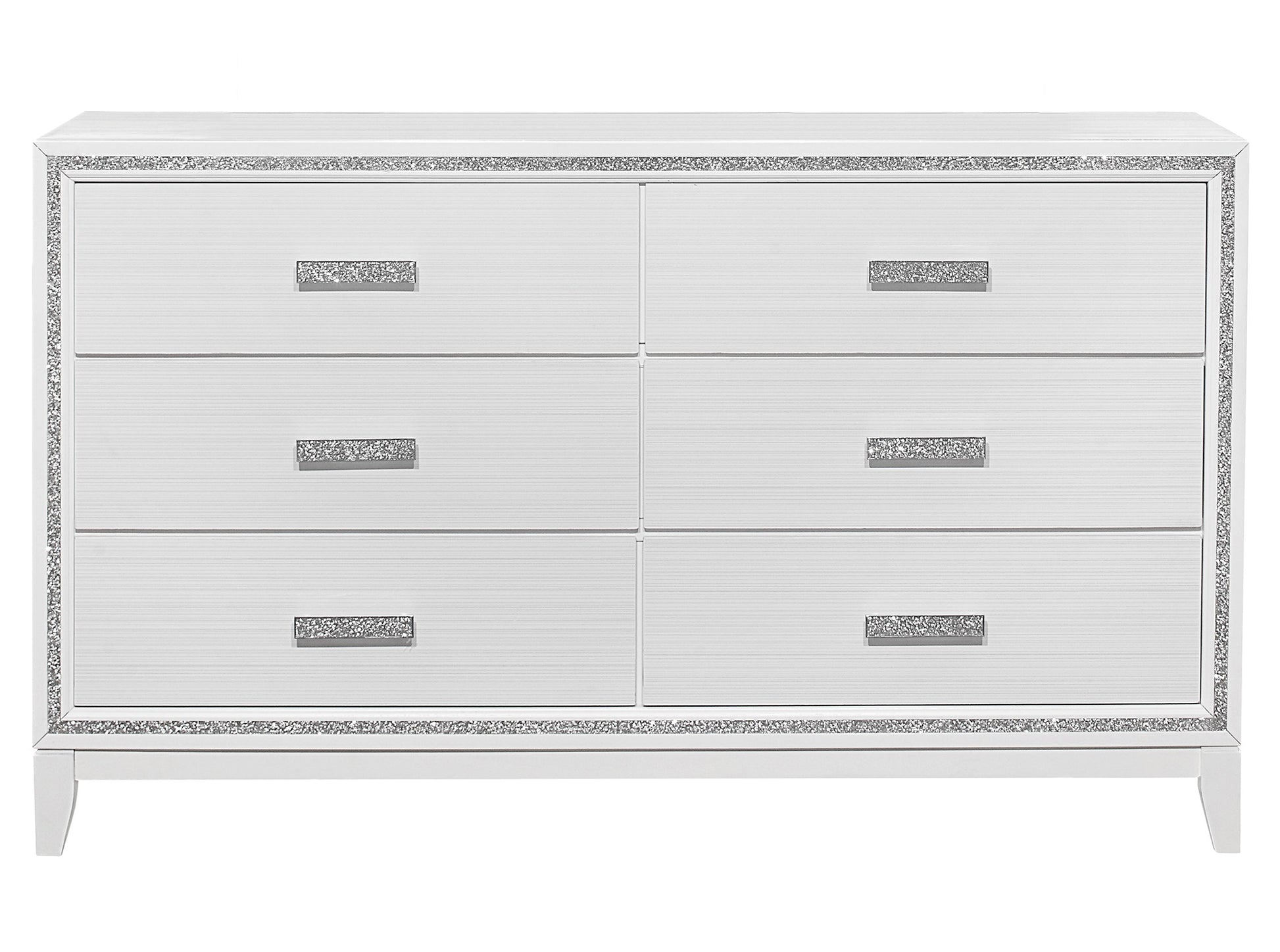 white glitter dresser Luster White And Silver Glitter Storage Platform Bedroom Set