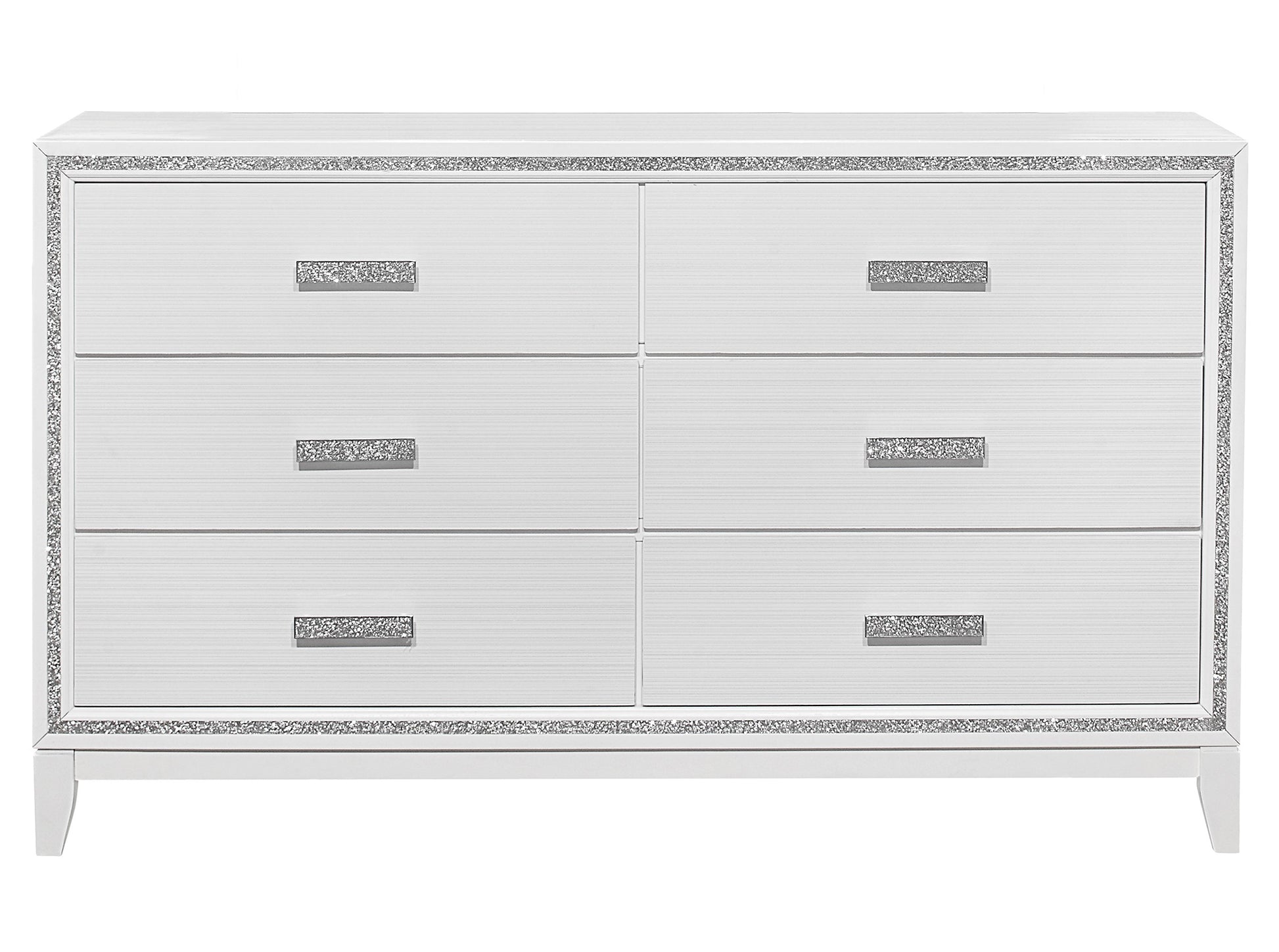 Almera Glitter White Dresser White Rubber Wood