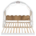 Twin Size Extended Bed With Arched Roof And Trundle, White Twin White Plywood