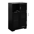 Wooden Floor Cabinet With 2 Glass Doors And 2 Storage Space,Black ,Living Room Bathroom Entryway Black Mdf