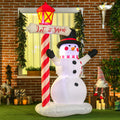 Homcom 7Ft Christmas Inflatables Outdoor Decorationss Decorations Snowman With Street Light, Blow Up Led Christmas Decor Multicolor Polyester