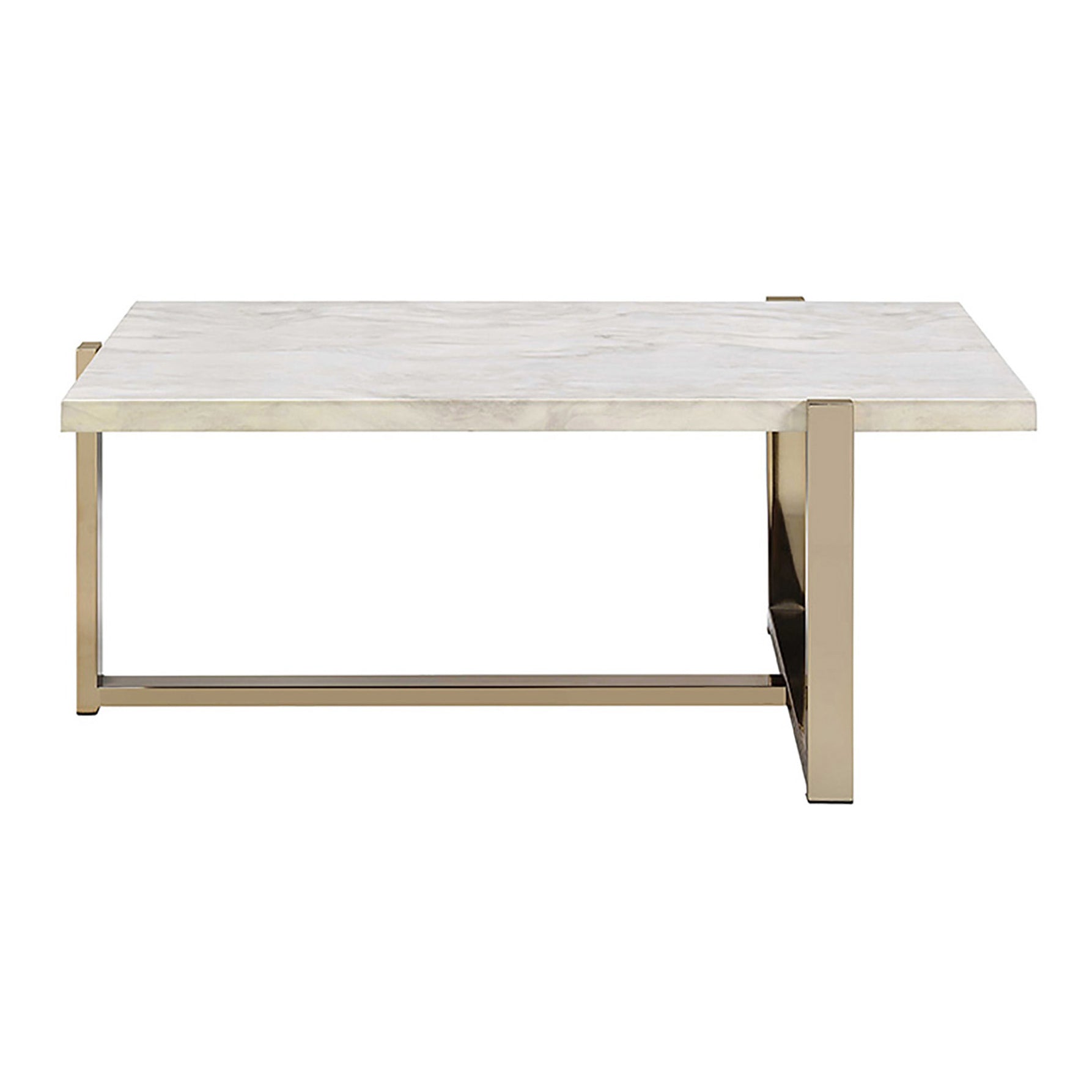 White And Champagne Coffee Table White Gold Marble Metal