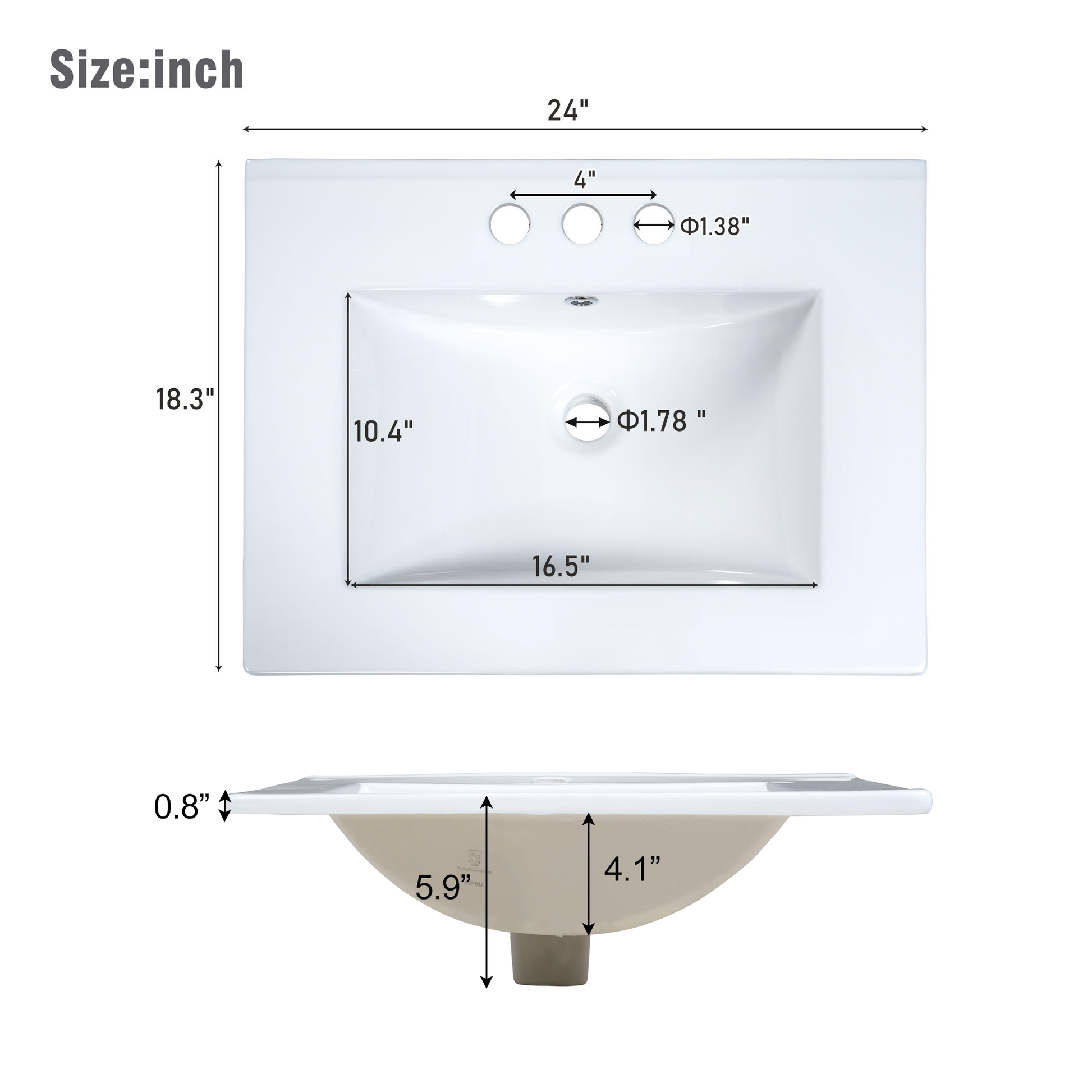 Modern 24 Inch Wall Mounted Bathroom Vanity With 2 Drawers, White Ideal For Small Bathrooms White Bathroom Mdf