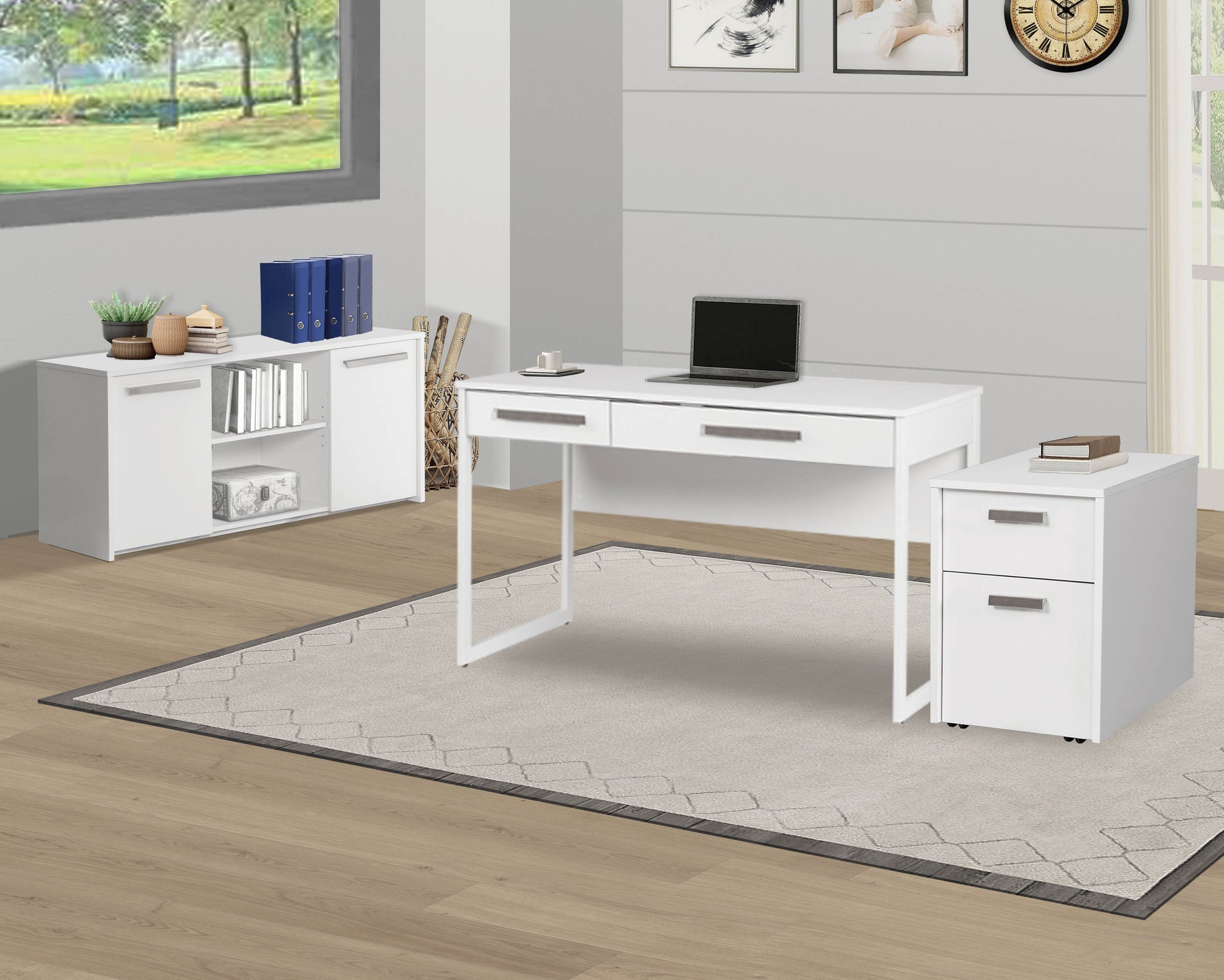 "2 Door Credenza File Cabinet"Elegant White Lateral File Cabinet With Spacious Drawers And Adjustable Shelves For Home Office Organization White Solid Wood