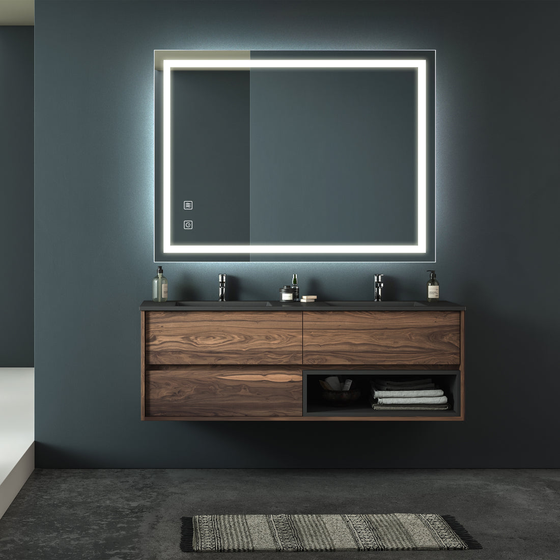 36X28 Inch Bathroom Led Classy Vanity Mirror With Focused Backplane,High Lumen,Dimmable Touch,Wall Switch Control, Anti Fog ,Cri 95 Adjustable 3000K 4500K 6000K ,Ip54 Waterproof Vertical & Horizontal Silver Glass