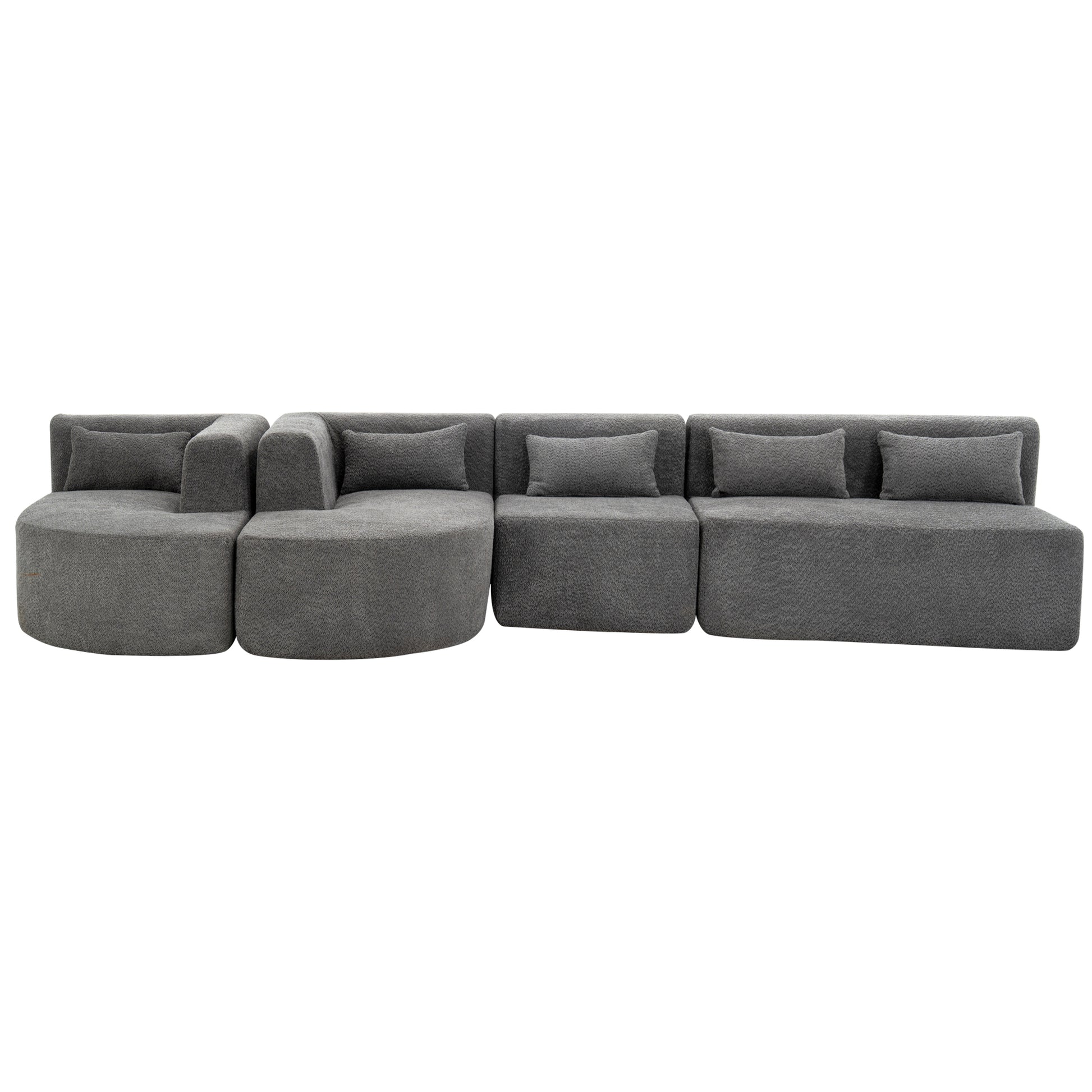 143.7" Upholstered Sofa Free Combined Sofa Couch With Two Chaise Lounge And Five Back Pillows For Living Room, Light Gray Light Gray Foam Polyester 5 Seat