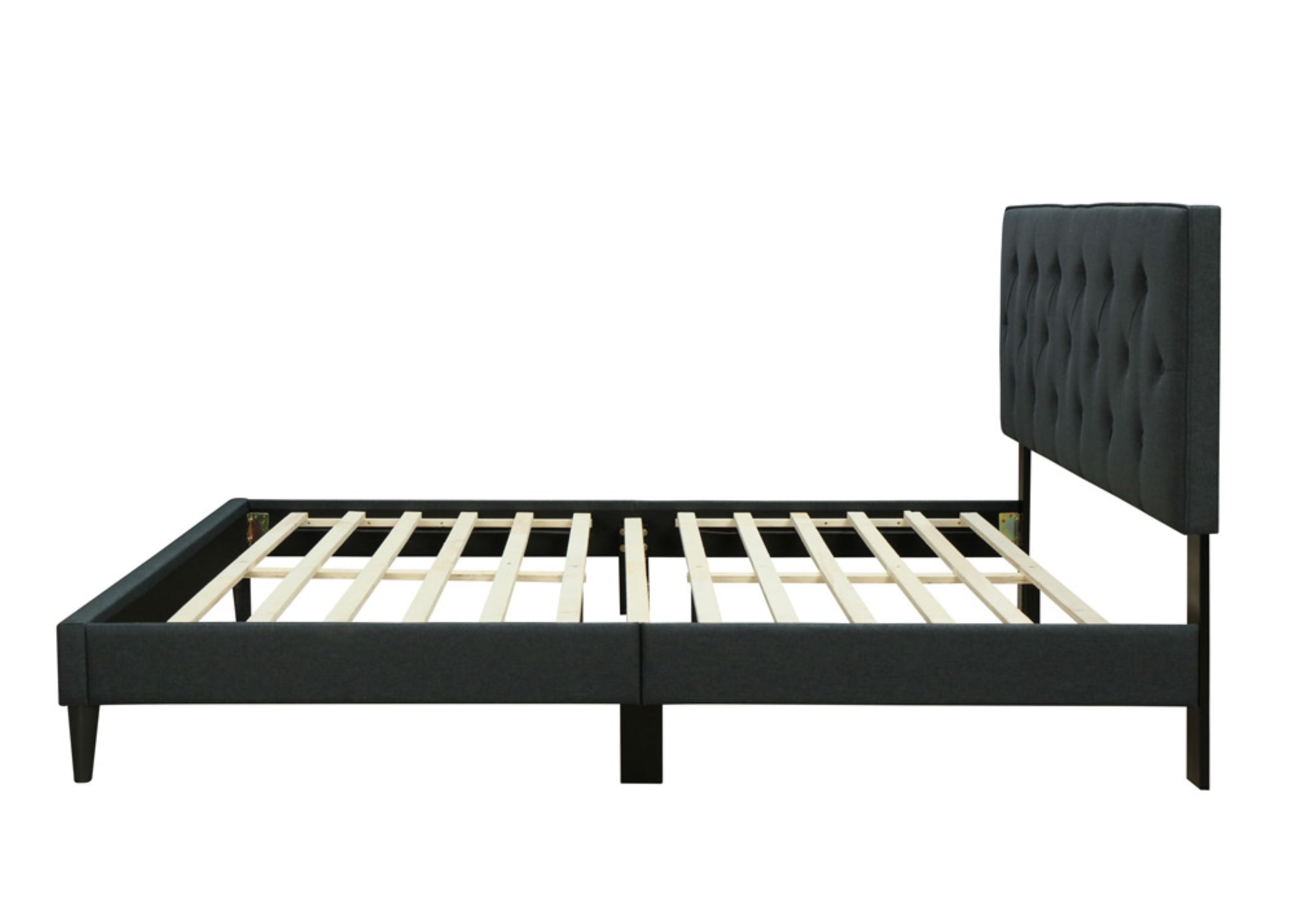 Queen Sized Tufted Bed In A Box W Usb Black Upholstered