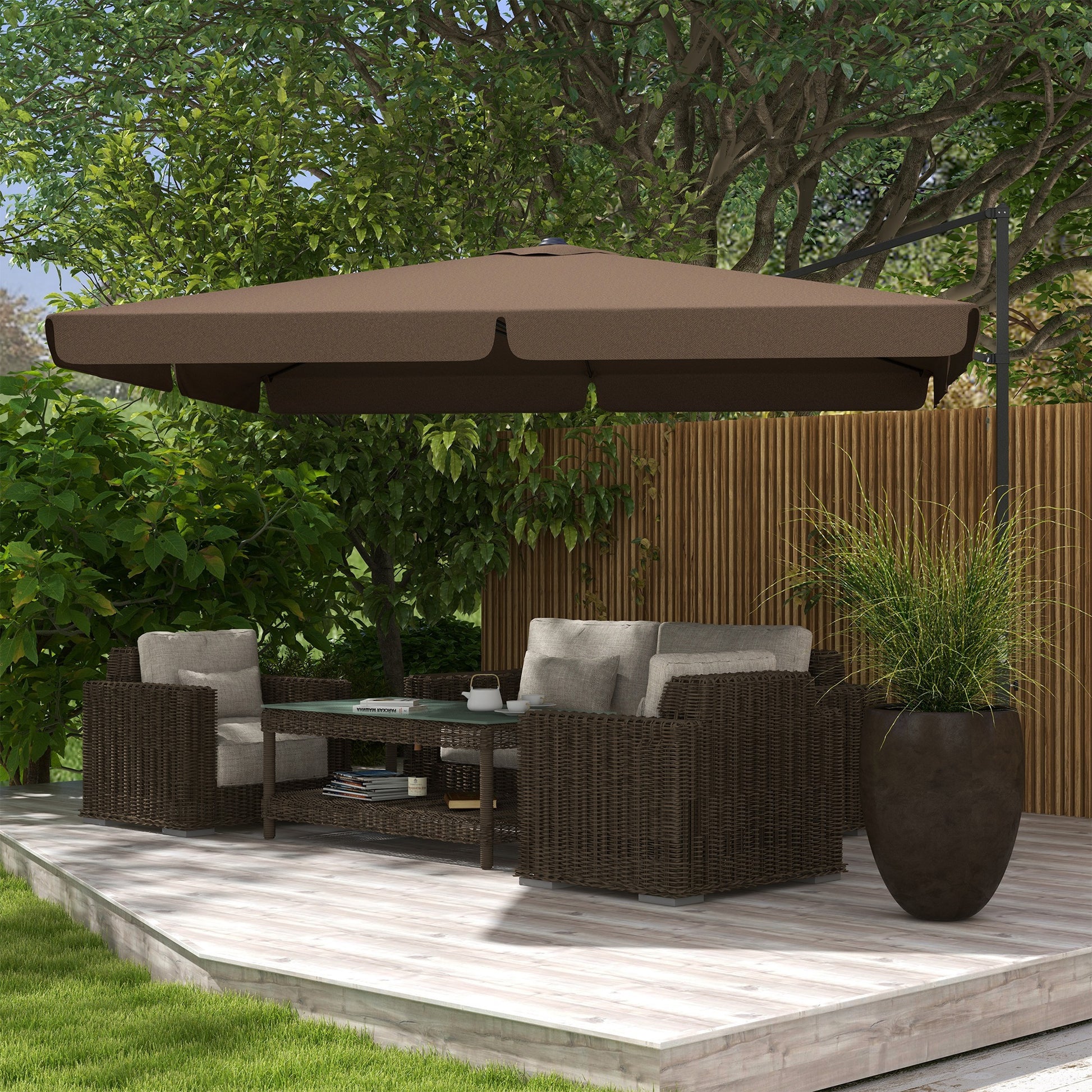 Outsunny 10' Cantilever Patio Umbrella, Square Offset Umbrella With Ti Outsunny 10' Cantilever Patio Umbrella, Square Offset Umbrella With Ti