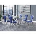 Blue And Silver Side Chairs With Metal Base Set