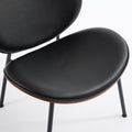 Mid Century Modern Shell Chair Single Side Chair Tripod Black Leather Lounge Chair In Walnut Finish Comfortable Backrest,Black Color,Sw1871Bk Black Primary Living Space American Design Foam Pu