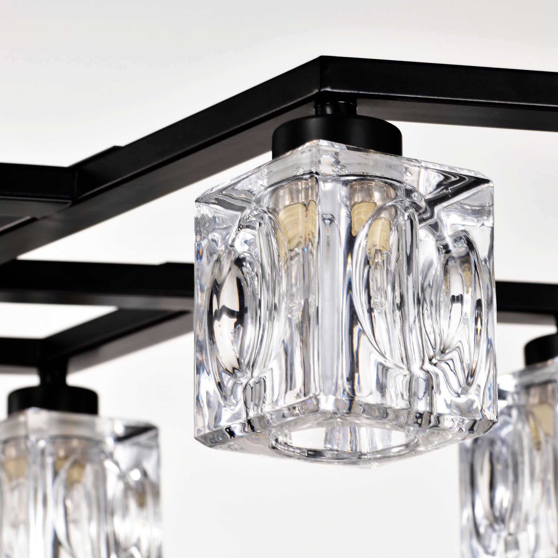 Matte Black Crystal Chandelier For Dining Room, 8 Light Kitchen Chandelier Light Fixture Modern Metal Industrial Chandeliers For Farmhouse Entryway Living Room 8*G9 Bulbs Included Matte Black