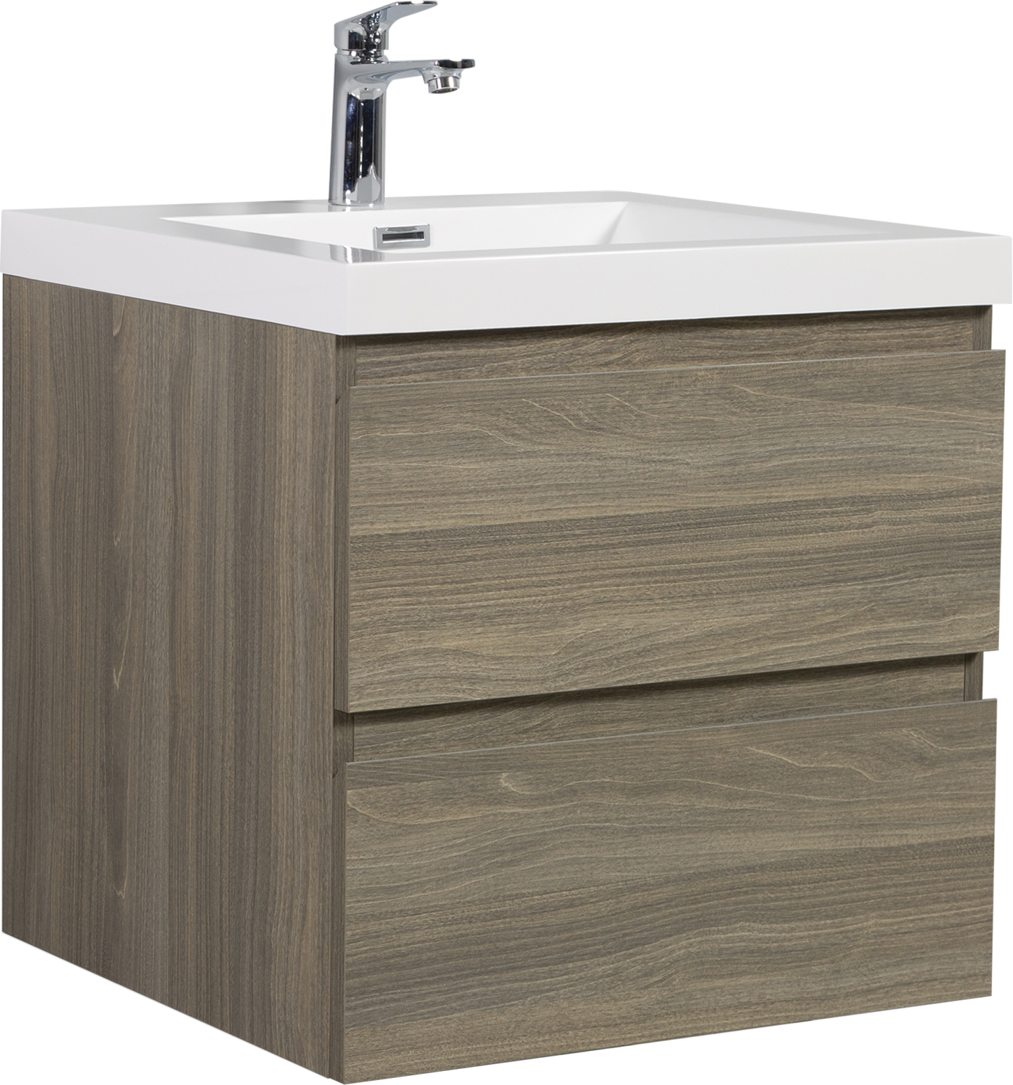 24" Floating Bathroom Vanity With Sink, Modern Wall Mounted Bathroom Storage Vanity Cabinet With Resin Top Basin And Soft Close Drawers, Ash Grey 24V11 24Ag 2 Grey Bathroom Wall Mounted Melamine