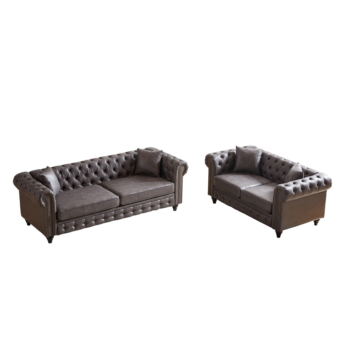 Fx 3 Seats 2 Seats Combo Sofa Modern Living Room Sofa With Solid Wood Frame And Wooden Feet, 4 Cushions, Apartment Sofa Furniture For Living Room, Living Room, Office Grey Wood Pine Foam Fabric 5