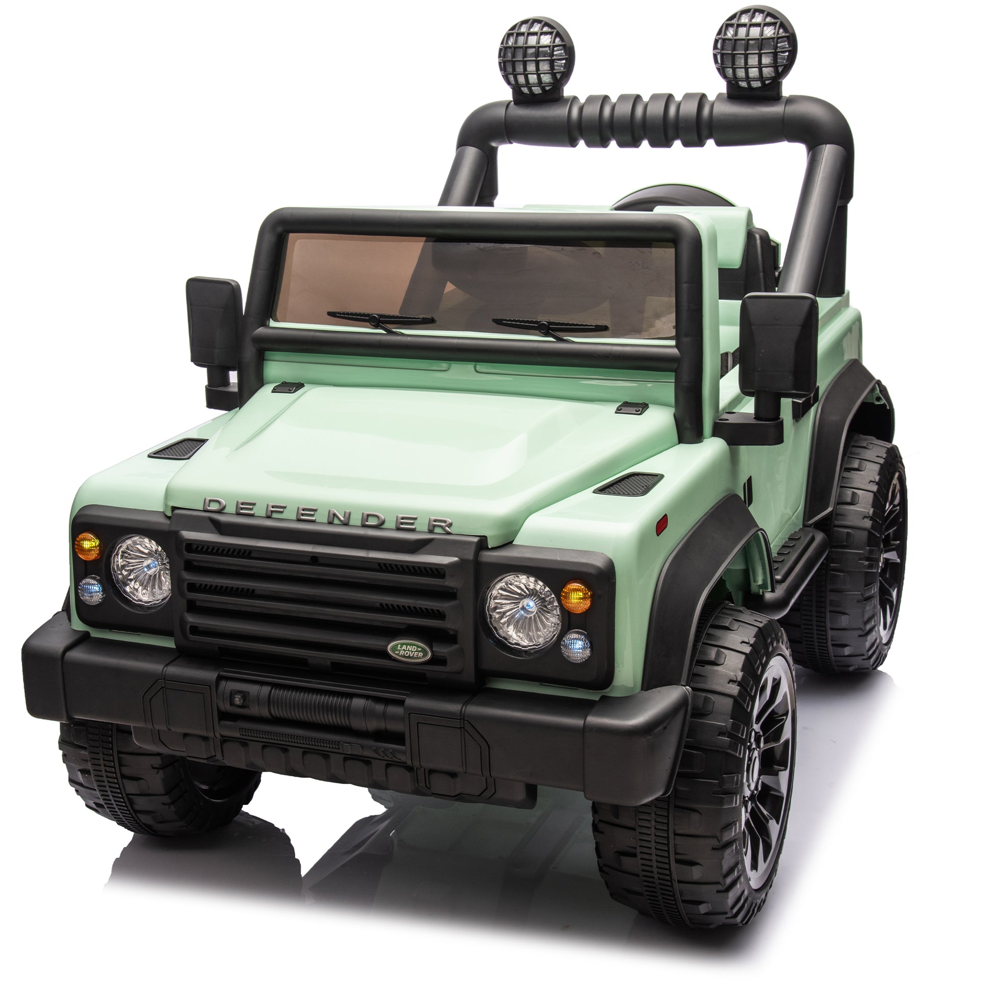 Licensed Land Rover Defender Volta 5008 24V Kids Ride On Car W Parents Control,2Wd,Four Wheel Suspension,Bluetooth,Mp3,Music,Adjustable Volume,Power Display,Led Lights,Speeds 1.86 3.11Mph For Kids 3 7 Green Polypropylene