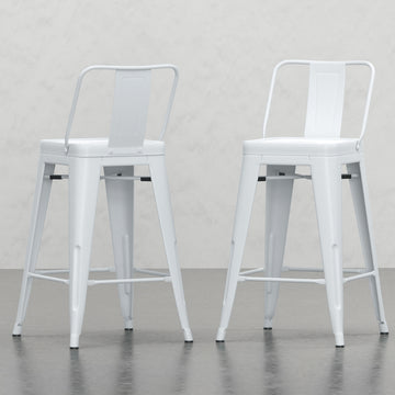 Keeley 24 Inch Metal Counter Height Stool Set Of 2 White Metal