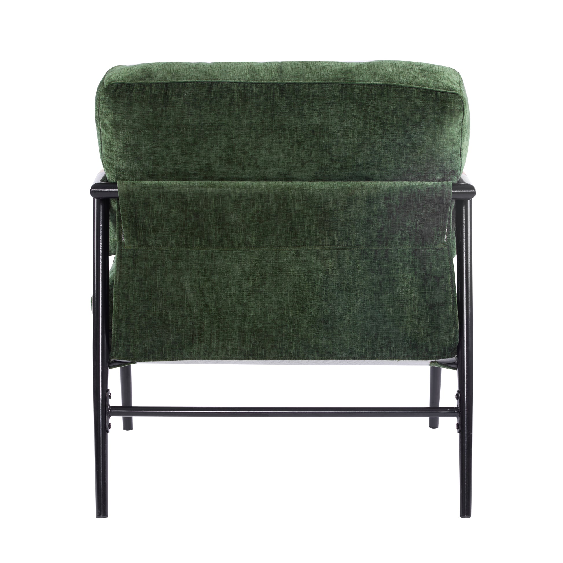 27.56" Modern Accent Chair With Plush Cushions, Minimalist Metal Frame, And Wooden Armrest Design Perfect For Cozy Living Room, Bedroom, Or Office Seating Green Metal,Polyester,Solid Wood