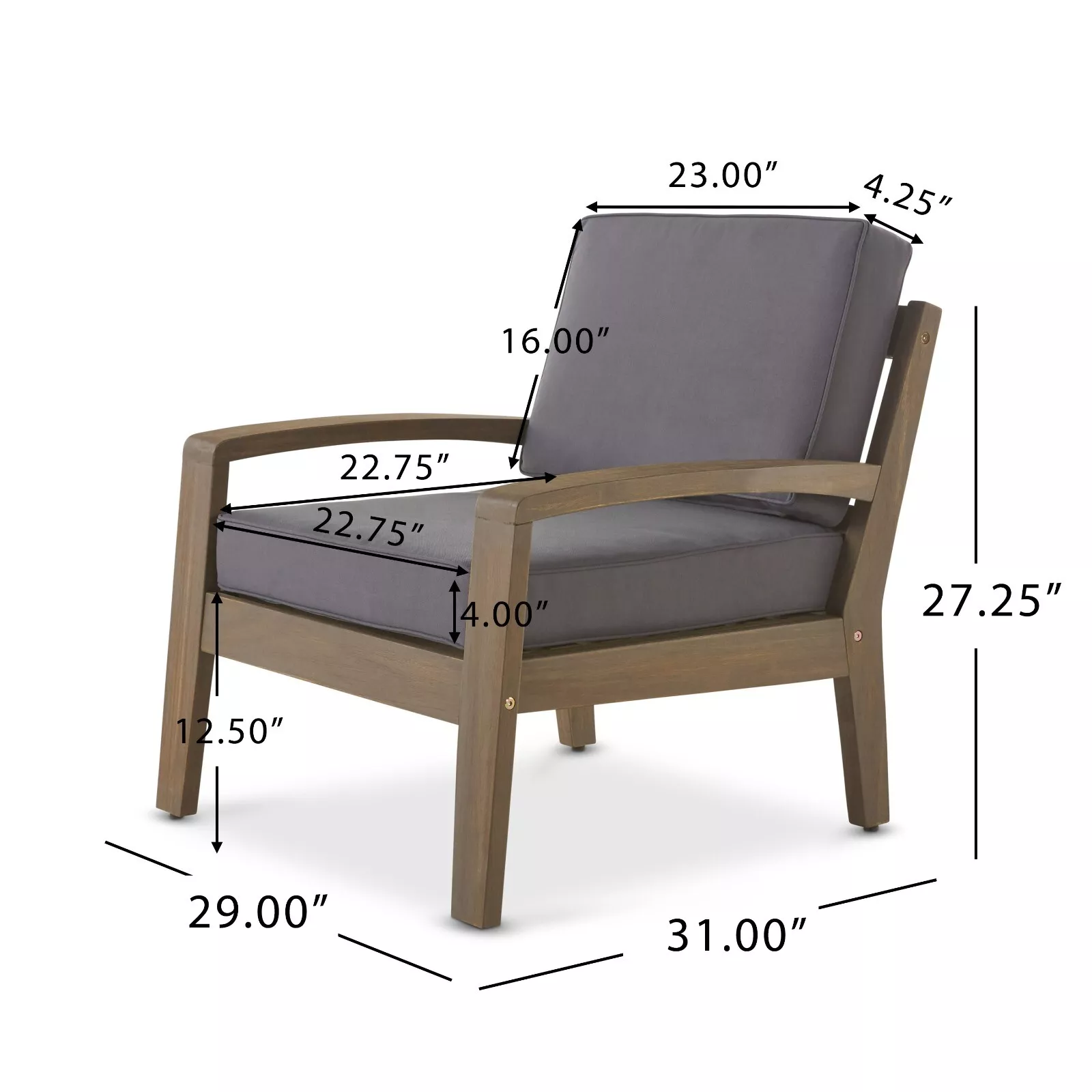 Grenada Club Chair Grey Leather