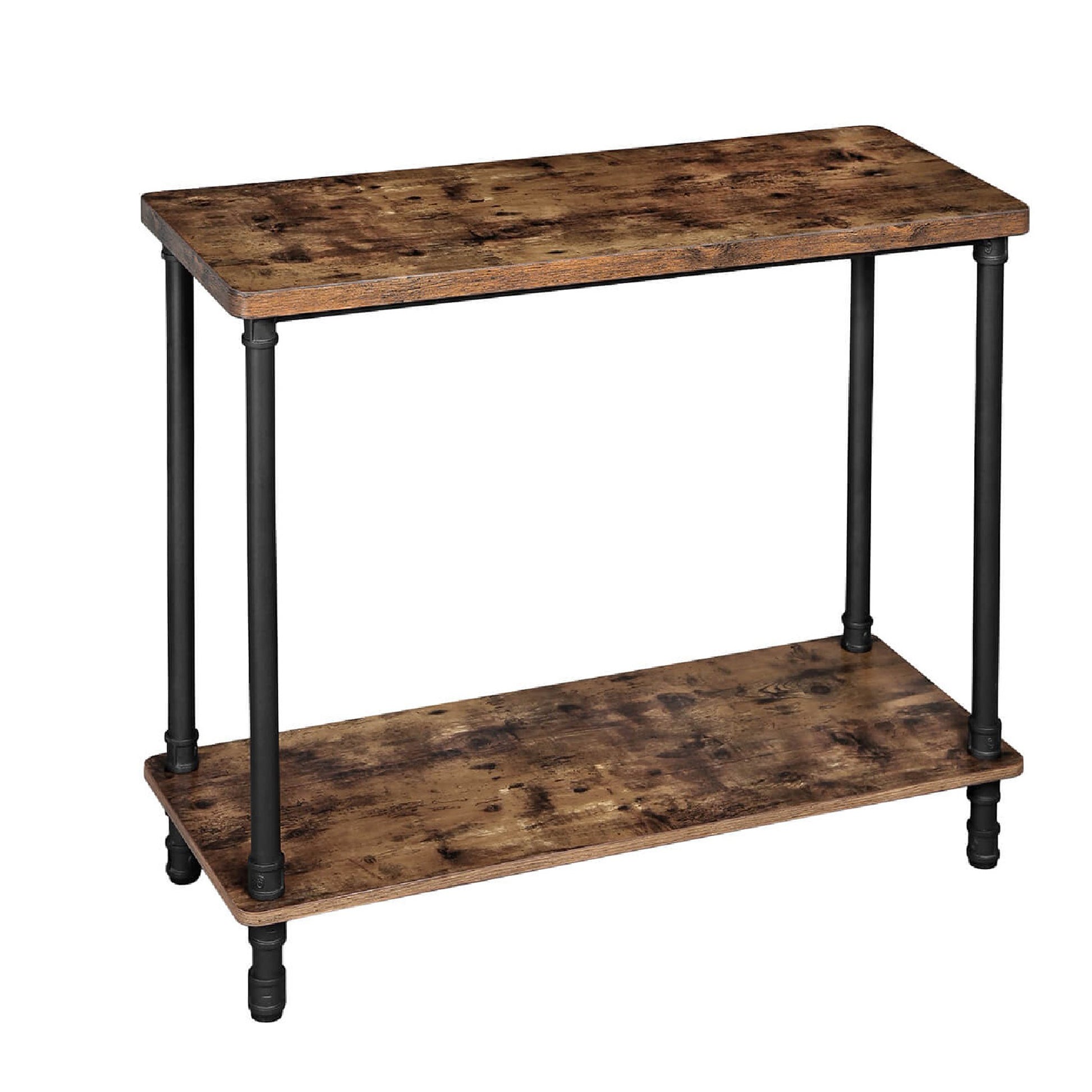 Wood And Metal Frame Console Table With Open Bottom Shelf, Rustic Brown Brown Particle Board