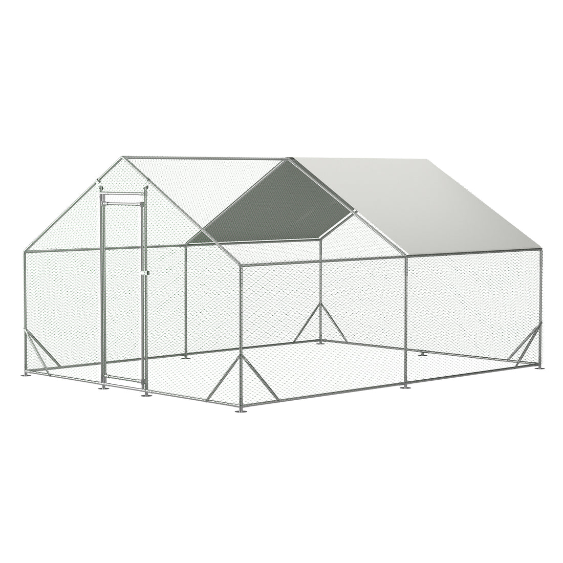 Large Metal Chicken Coop, Walk In Chicken Run,Galvanized Wire Poultry Chicken Hen Pen Cage, Rabbits Duck Cages With Waterproof And Anti Ultraviolet Cover For Outside 10' L X 13 W X 6.56' H Silver Metal