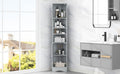 Multi Functional Corner Cabinet Tall Bathroom Storage Cabinet With Two Doors And Adjustable Shelves, Open Shelf, Grey Grey Mdf