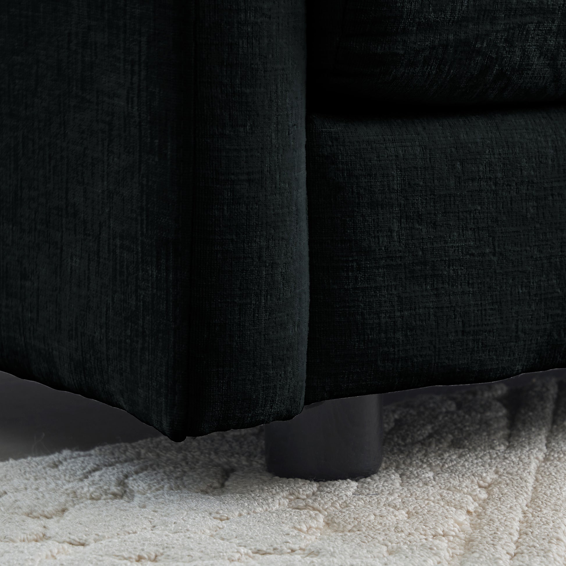Free Combination Comfy Upholstery Modular Oversized L Shaped Sectional Sofa With Reversible Ottoman, Black Chenille Black Chenille 3 Seat