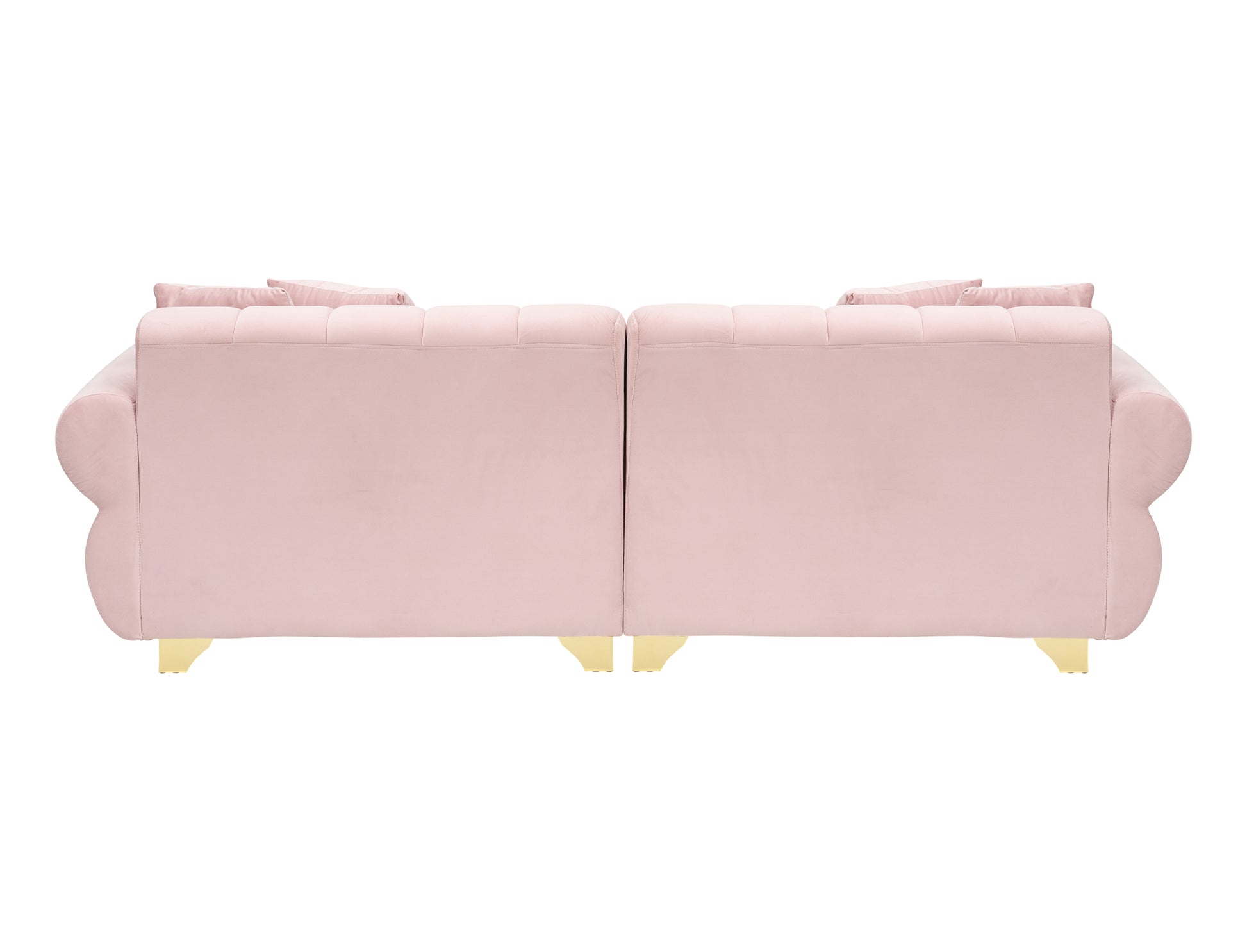 89 Inch Spring Wrapped Cushions, 3 Flannelette Sofas, Stylish Metal Feet And 4 Throw Pillows Make For A Modern Living Room Bedroom Pink Velvet 3 Seat